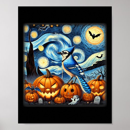 Sterrennacht Blue Jay Halloween Poster (Voorkant)