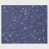 Sterrennacht Blue Navy Gray Silver Confetti Cadeaupapier (Vlak)