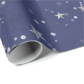 Sterrennacht Blue Navy Gray Silver Confetti Cadeaupapier (Rol Hoek)