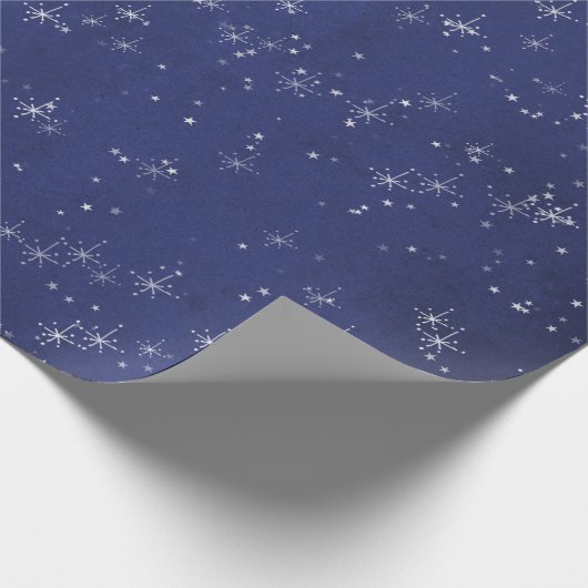 Sterrennacht Blue Navy Gray Silver Confetti Deicat Cadeaupapier (Hoek)