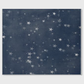 Sterrennacht Blue Navy Stars Gray Silver Confetti Cadeaupapier (Vlak)
