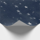Sterrennacht Blue Navy Stars Gray Silver Confetti Cadeaupapier (Hoek)
