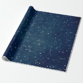 Sterrennacht Blue Navy Stippen Grey Silver Confett Cadeaupapier (Uitgerold)