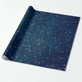 Sterrennacht Blue Navy Stippen Grey Silver Confett Cadeaupapier