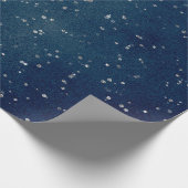 Sterrennacht Blue Navy Stippen Grey Silver Confett Cadeaupapier (Hoek)