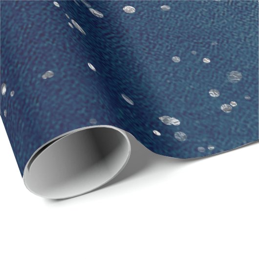 Sterrennacht Blue Navy Stippen Grey Silver Confett Cadeaupapier (Rol Hoek)