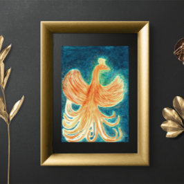 Sterrennacht Blue Rising Phoenix Waterverf Poster