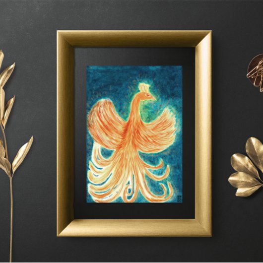 Sterrennacht Blue Rising Phoenix Waterverf Poster