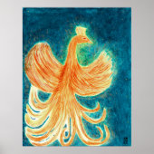 Sterrennacht Blue Rising Phoenix Waterverf Poster (Voorkant)