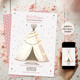 Sterrennacht Boho Chic Teepee Sleepover Party Kaart