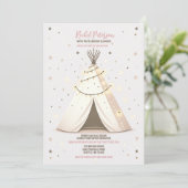 Sterrennacht Boho Chic Teepee Sleepover Party Kaart (Staand voorkant)