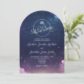 Sterrennacht Boog Wedding Kaart (Staand voorkant)