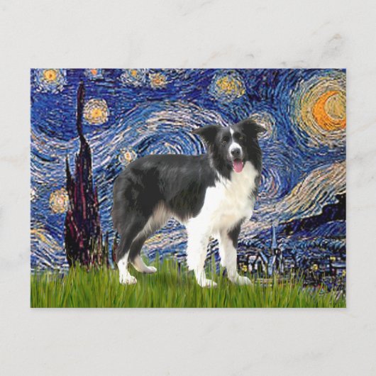 Sterrennacht - Border Collie (Z) Briefkaart (Voorkant)