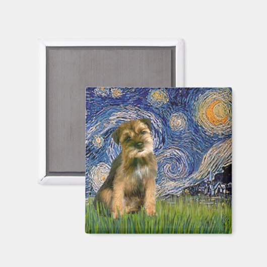 Sterrennacht - Border Terrier #1 Magneet (Voorkant / Achterkant)