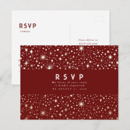 Sterrennacht Bourgogne Rood en Goud Bruiloft RSVP Briefkaart