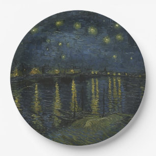 Sterrennacht boven de Rhône, olieverfschilderij Va Papieren Bordje