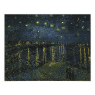 Sterrennacht boven de Rhône van Van Gogh Foto Afdruk