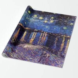 Sterrennacht boven de Rhône van Van Gogh. Vintage Cadeaupapier