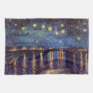 Sterrennacht boven de Rhône van Vincent van Gogh Theedoek