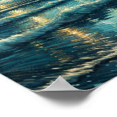 Sterrennacht boven de rustige oceaan poster (Hoek)