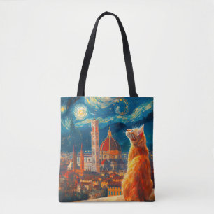 Sterrennacht boven Florence Kattenkunst van de S Tote Bag