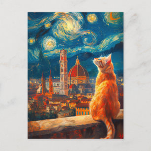 Sterrennacht boven Florence Kattenkunst van Sina Briefkaart