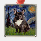 Sterrennacht - Brindle Franse Bulldog Metalen Ornament (Voorkant)