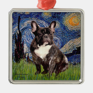 Sterrennacht - Brindle Franse Bulldog Metalen Ornament