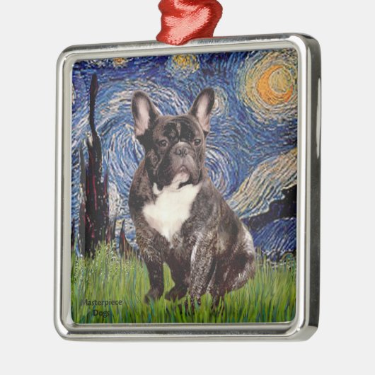 Sterrennacht - Brindle Franse Bulldog Metalen Ornament (Links)