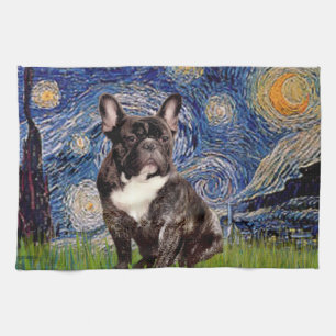 Sterrennacht - Brindle Franse Bulldog Theedoek