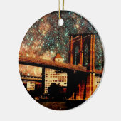 Sterrennacht Brooklyn Bridge Keramisch Ornament (Links)