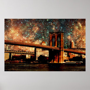 Sterrennacht Brooklyn Bridge Poster