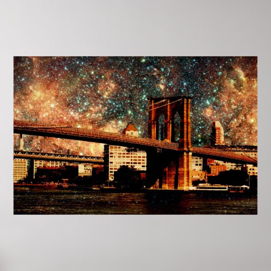 Sterrennacht Brooklyn Bridge Poster (Voorkant)