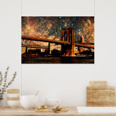 Sterrennacht Brooklyn Bridge Poster (Keuken)