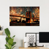 Sterrennacht Brooklyn Bridge Poster (Thuiskantoor)