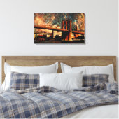 Sterrennacht Brookyn Bridge Ingewikkeld Canvas Afdruk (Insitu (Slaapkamer))