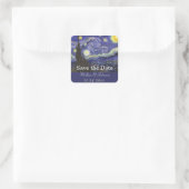 Sterrennacht bruiloft, behalve de datum vierkante sticker (Tas)