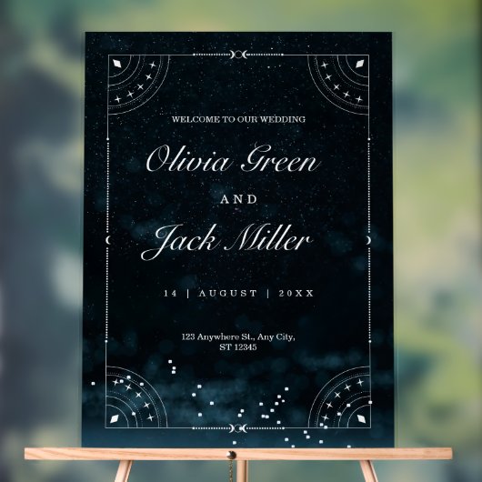 Sterrennacht bruiloft hemelse uitnodiging acryl bord (Neutraal)