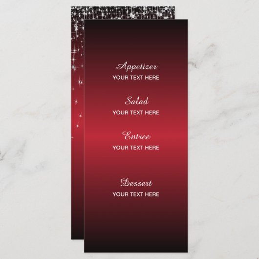Sterrennacht bruiloft in een Romantic Dark Red Menu (Voorkant / Achterkant)