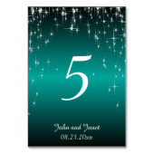 Sterrennacht bruiloft in kleur | Blauwgroen metaal Kaart (Achterkant)