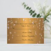Sterrennacht bruiloft in kleur | Metallic Dark Gol RSVP Kaartje (Staand voorkant)