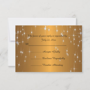 Sterrennacht bruiloft in kleur   Metallic Dark Gol RSVP Kaartje