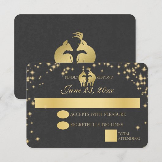 Sterrennacht Buck en Doe Antwoord Kaart (Voorkant / Achterkant)