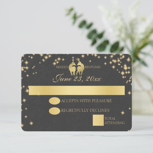 Sterrennacht Buck en Doe Antwoord Kaart (Staand voorkant)