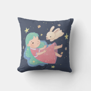 Sterrennacht Bunny & Girl illustratie Kussen