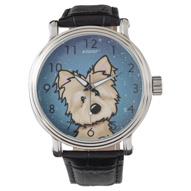 Sterrennacht Cairn Terrier polshorloge Horloge (Voorkant)
