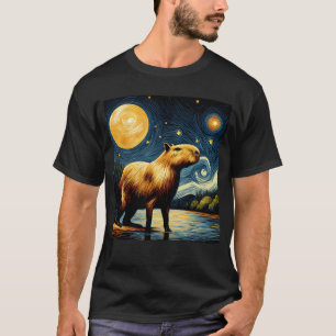 Sterrennacht Capybara Van Gogh Lover T-shirt