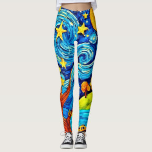 Sterrennacht Cartoon: Surrealisme geïnspireerd kun Leggings
