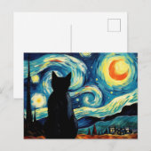 Sterrennacht Cat Briefkaart (Voorkant / Achterkant)