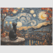 Sterrennacht Cat Decoupage Tissuepapier (Voorkant)